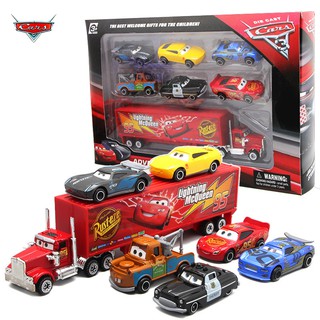 7PCS/Set Disney Pixar Car 3 Lightning McQueen Jackson Storm Mack Uncle Truck 1:55 รถโลหะหล่อโมเดลของเล่นเด็กของขวัญ