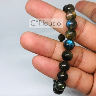 กำไลหิน ลาบาโดไรต์ Labradorite ขนาด 8-10 มิล หินแห่งดวงตาที่สาม หินพ่อมด