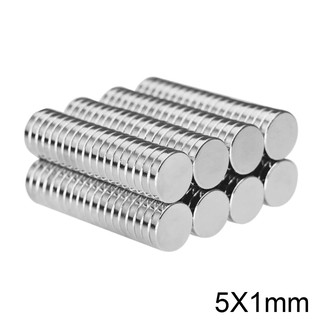 ภาพขนาดย่อของสินค้า100ชิ้น แม่เหล็ก 5x1มิล กลมแบน 5*1มิล Magnet Neodymium 5x1mm แม่เหล็กแรงสูง กลมแบน 5mm x 1mm แม่เหล็กแรงดูดสูง 5*1mm