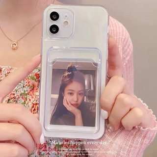 เคส iPhone 13 12 Pro Max 12 Mini 11 Pro Max SE 2020 X Xr Xs Max 7 8 6 6s Plus Phone Case Transparent Card Sleeve Anti-fall Soft Protective Back Cover