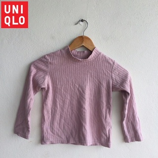 เสื้อแขนยาว สีชมพู คอปีน UNIQLO