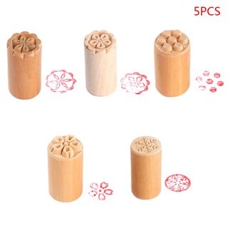 ✿5pcs/set Cake Mold Wood Dessert Seal Stamp Chinese Moon Cookie Baking Decorating