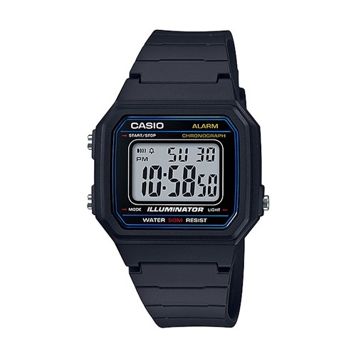 ภาพหน้าปกสินค้าCasio Standard นาฬิกาข้อมือผู้ชาย สายเรซิ่น รุ่น W-217H-1AVDF (ขอบน้ำเงิน)