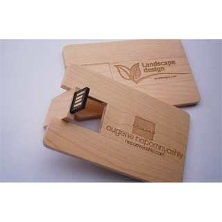 สินค้า Custom LOGO Wooden Card USB Flash Drive 64GB Maple Wood Memory Stick Pendrive