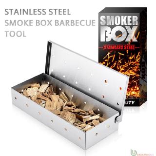 ภาพหน้าปกสินค้าDream☛ Stainless Steel BBQ Grill Smoker Box for Wood Chips Hinged Lid Smoking Meat ☚Home❀ ซึ่งคุณอาจชอบราคาและรีวิวของสินค้านี้