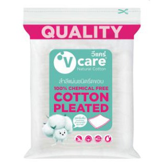 V-Care Cotton Pleated วีแคร์ สำลีแผ่นชนิดรีดขอบ 100 แผ่น