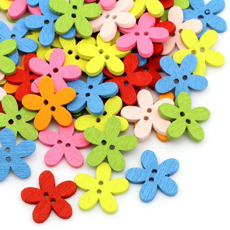 bestprice1920-100pcs-sewing-craft-flower-flatback-wooden-buttons-ปุ่มไม้-ปุ่มเย็บผ้า