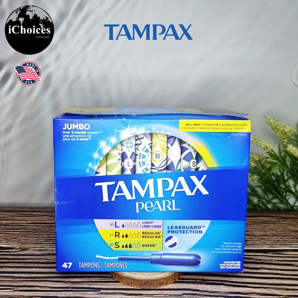 Tampax Pearl Tampons Multipack – 204 Stück, Leichte/normale Saugfähigkeit, Mit LeakGuard-Schutz