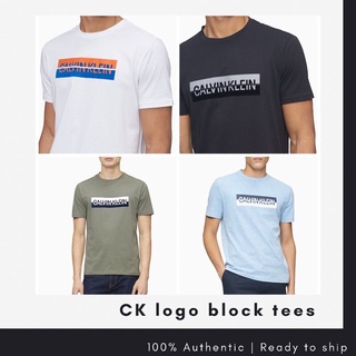 Calvin Klein block logo 100% Authentic เสื้อยืดคอกลม