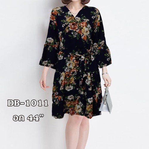 เดรสสาวอวบ-ไซส์ใหญ่-bigsize-เดรสลายดอก-อกไขว่