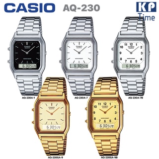 สินค้า Casio นาฬิกาข้อมือผู้หญิง สายสแตนเลส รุ่น AQ-230A, AQ-230GA ของแท้ประกันศูนย์ CMG