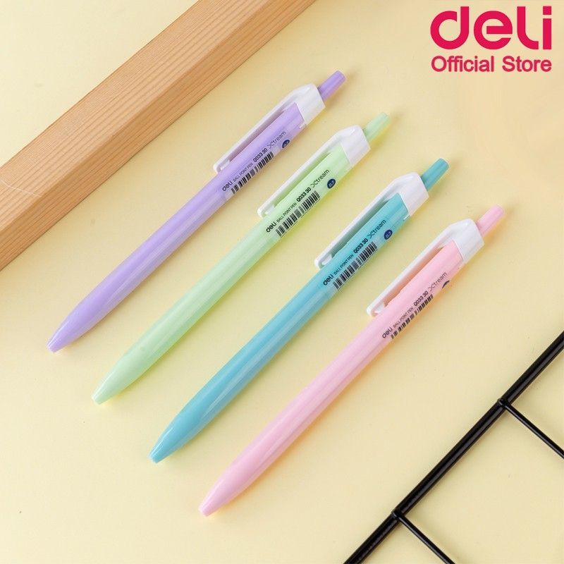 ปากกา-deli-q033-30-ball-point-pen-ปากกาลูกลื่น-xtream-หมึกน้ำเงิน-เส้น-0-7-mm-ด้ามทึบสีพาสเทล-1ด้าม