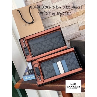 💕COACH BOXED 2-IN-1 LONG WALLET GIFT SET IN SIGNATURE