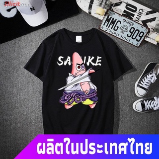 เสื้อยืดแขนสั้น Naruto T-shirt[HOT]Naruto เสื้อยืดชาย SpongeBob SquarePants ส่ง Big Star Co-branded Naruto Uchiha Sasuke