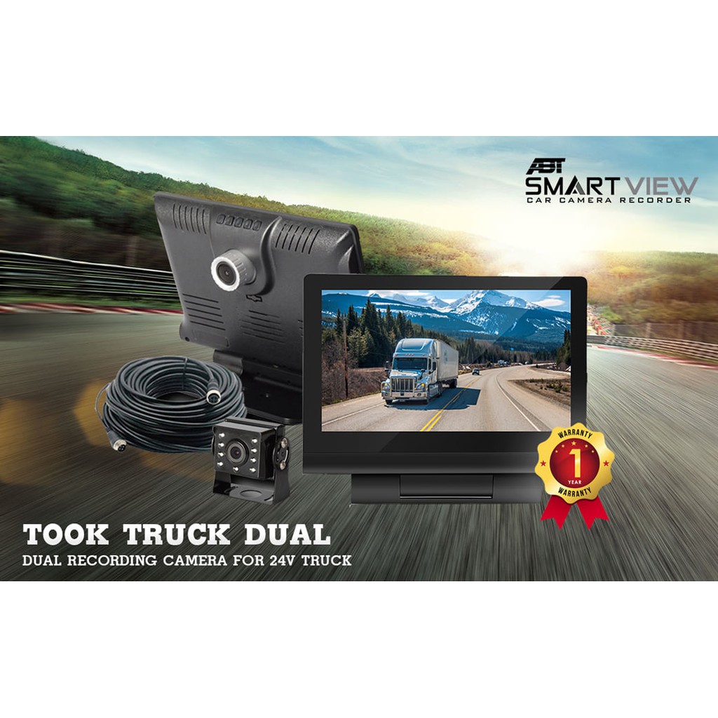 ประกันสินค้า1ปี-abt-smart-view-took-truck-dual-กล้องบันทึกภาพหน้า-หลัง-สำหรับรถบรรทุก-รถพ่วง-สายยาว-15-เมตร