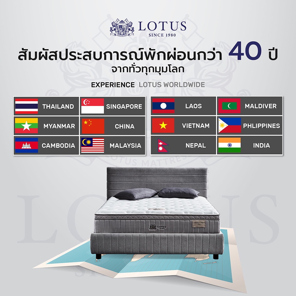 มุมมองเพิ่มเติมของสินค้า LOTUS ที่นอนยางพารา ลดอาการปวดหลัง Latex Made In Belgium สัมผัสนุ่ม แน่น กระจายแรงกดทับ ส่งฟรี