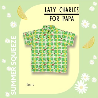 21August.Baby Summer Squeeze Lazy Charles for Papa เสื้อผู้ชาย ผ้าไมโครพีช สีเขียว