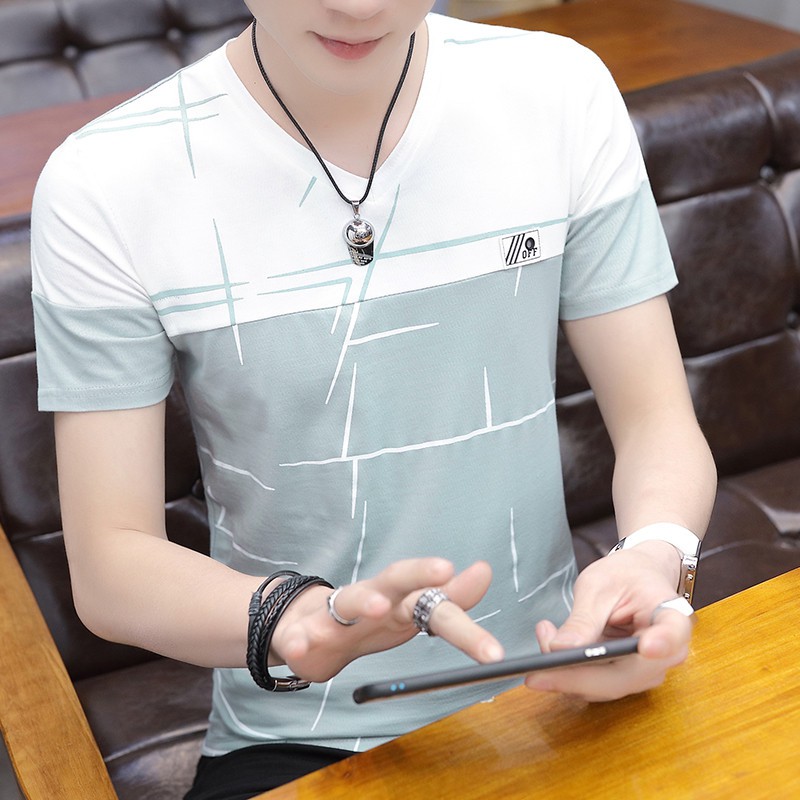 แขนสั้นชายvคอปกtเสื้อยืดแนวโน้มบุคลิกภาพเสื้อผู้ชายความเห็นอกเห็นใจ2021ฤดูร้อนเสื้อผ้าครึ่งแขนใหม่