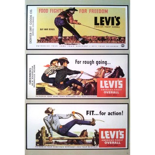 โปสเตอร์ รูปวาด โฆษณา โบราณ LEVI’S POSTER 24”x35” Inch Advertising Vintage Western Wear Labels Billboard V1