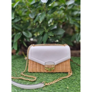 (ผ่อน0%) กระเป๋า Michael Kors Kinsley crossbody หวาย สะพายข้าง