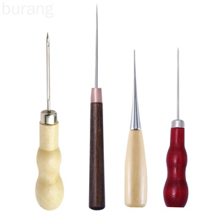 4pcs Woodworking Awls Stainless Steel Punching Awls with Handle DIY Leather Sewing Tools for Dressmaker burang