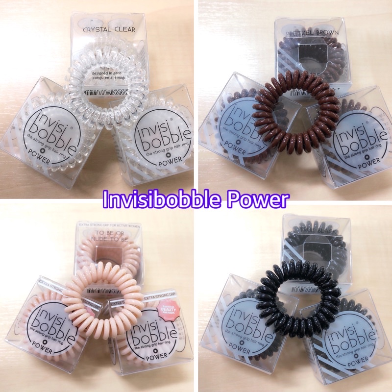 ยางรัดผม-invisibobble-รุ่น-power-สี-true-black-pretzel-brown-crystal-clear-nude-to-be