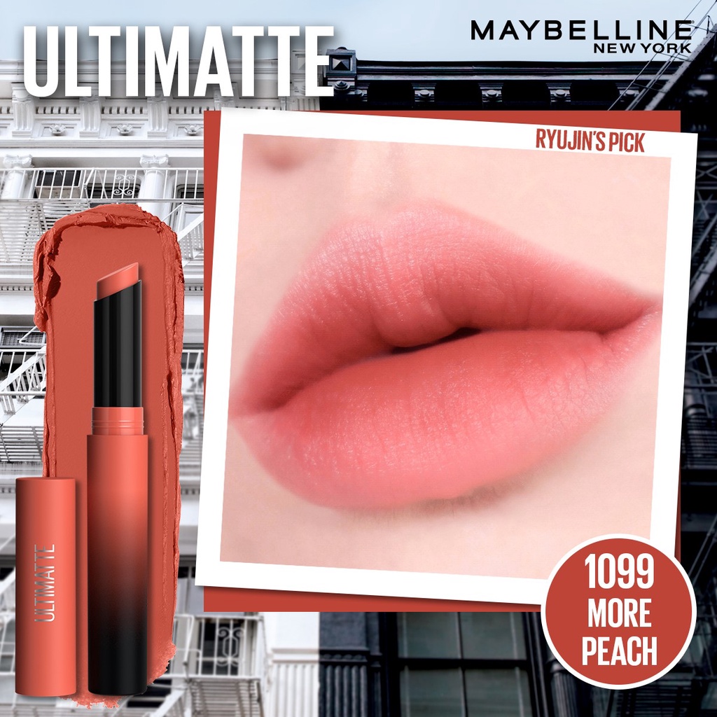 10 สีใหม่ Maybelline Ultimatte by Color Sensational Lipstick เมย์เบอลีน  นิวยอร์ก อัลทิแมท ลิปแมทผสมเบลอลิ่งเจล 1.7 g. | Shopee Thailand