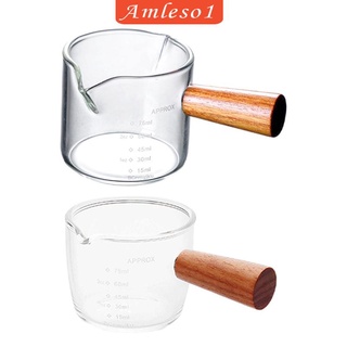 [Amleso1] แก้วตวงกาแฟเอสเปรสโซ่ ด้ามจับไม้