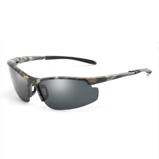 แว่นกันแดดแฟชั่นสําหรับผู้ชายเลนส์ Polarized ลายพรางเหมาะกับการขี่รถจักรยาน