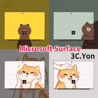 สติกเกอร์ฟิล์ม ลายการ์ตูนสุนัขชิบะอินุน่ารัก กันน้ํา กันรอยขีดข่วน 4 ขอบ สําหรับ Microsoft Surface Go 3 Go 2 Surface Pro 8 7 6 5 4 3 2 X RT