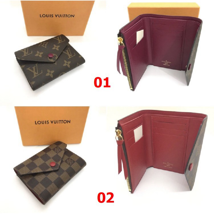 Brandname_bysweet กระเป่า พร้อมส่ง New lv victorine wallet DC19 Damier /  Monogram Fuchsia 02