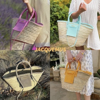 พรี​ ราคา8400 Jacquemus 2063 StrawBag กระเป๋าสาน กระเป๋าถือหนังแท้