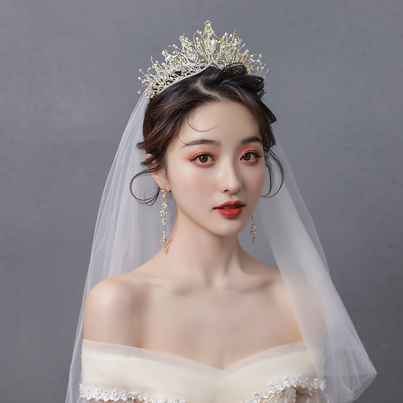 ขายร้อน-มงกุฏเจ้าสาวสามชิ้นม่านบรรยากาศป่าซูเปอร์นางฟ้าชุดแต่งงานมงกุฎซิ่วเหอจีนสาวแต่งงาน