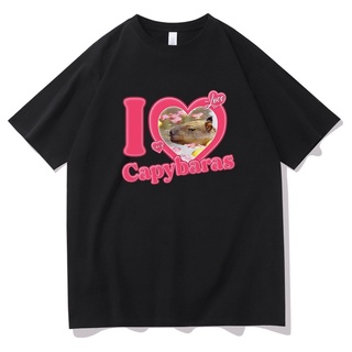 เสื้อตราหานคู่ - ฉันรักสไตล์Capybarasบางพอดีพร้อมสต็อกลูกเรือขั้นพื้นฐานHopManตลกแฟชั่นง่ายTeePutih