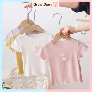 เสื้อยืด สไตล์เกาหลี แฟชั่นฤดูร้อน สําหรับเด็กผู้หญิง อายุ 1-7 ปี