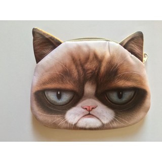 กระเป๋าใส่เหรียญลายหน้าวิเชียรมาศ หน้าบี้ Grumpy cat  ลาย 3มิติ เหมือนจริง