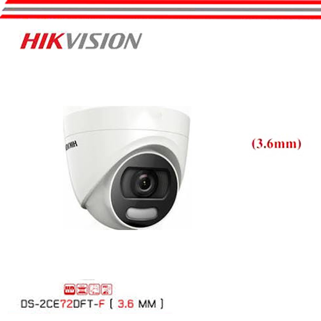 กล้องวงจรปิด-2-ล้านพิกเซล-hikvision-รุ่น-ds-2ce72dft-f-2-mp-colorvu-fixed-turret-camera