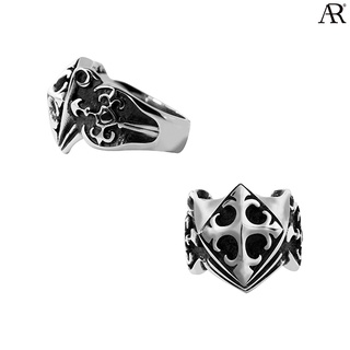 ANGELINO RUFOLO Ring ดีไซน์ Cross Sheid แหวนผู้ชาย Stainless Steel 316L(สแตนเลสสตีล)คุณภาพเยี่ยม สีเงิน