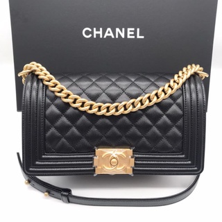 New Chanel Boy 10” Black Caviar Ghw