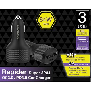 ภาพหน้าปกสินค้าCapdase QC3.0/USB-C PD Rapider Super 3P84 Car Charger ที่เกี่ยวข้อง