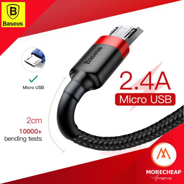 ราคาและรีวิวถูก/แท้ BASEUS สายชาร์จเร็ว สายถัก Android Micro USB รองรับ Fast Charge 2.4A สายชาร์จแอนดรอย สายไมโคร สายMicro