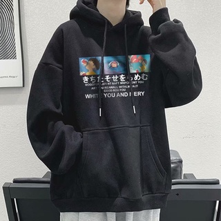 ภาพขนาดย่อของสินค้า5 Color Japanese Casual Fashion Hoodie Men Personality Cartoon Anime Printing Sweatshirt Winter Pocket Hedging Long Sleeve Sports Hoodie Oversize Loose Comfortable Hood Coat