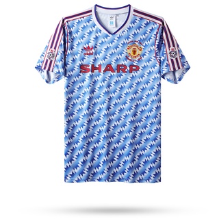 เสื้อกีฬาแขนสั้น ลายทีมชาติฟุตบอล Manchester united LEAGUE 1992 ชุดเยือน สไตล์วินเทจ สําหรับผู้ชาย