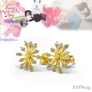Finejewelthai ต่างหู-ต่างหูเพชร-ต่างทอง-Diamond CZ-Silver-Design-Earring - Valentine Gift105