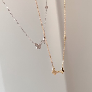 (โค้ด X8SFXJ ลด 20%) A.piece  สร้อยเงินแท้ [all silver 925 &amp; 14K gold plated] Butterfly necklace (430-431)