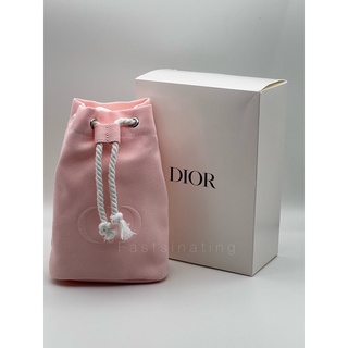 Dior Cosmetic Bag ผ้าสีชมพู ขนาด 5x7x2 นิ้ว มาพร้อมกล่อง