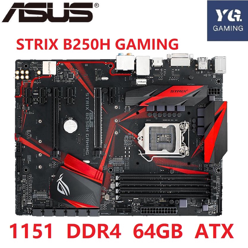 （btc mainboard）8 gpu ASUS STRIX B250H GAMING desktop motherboard LGA 1151 DDR4 64GB ATX used