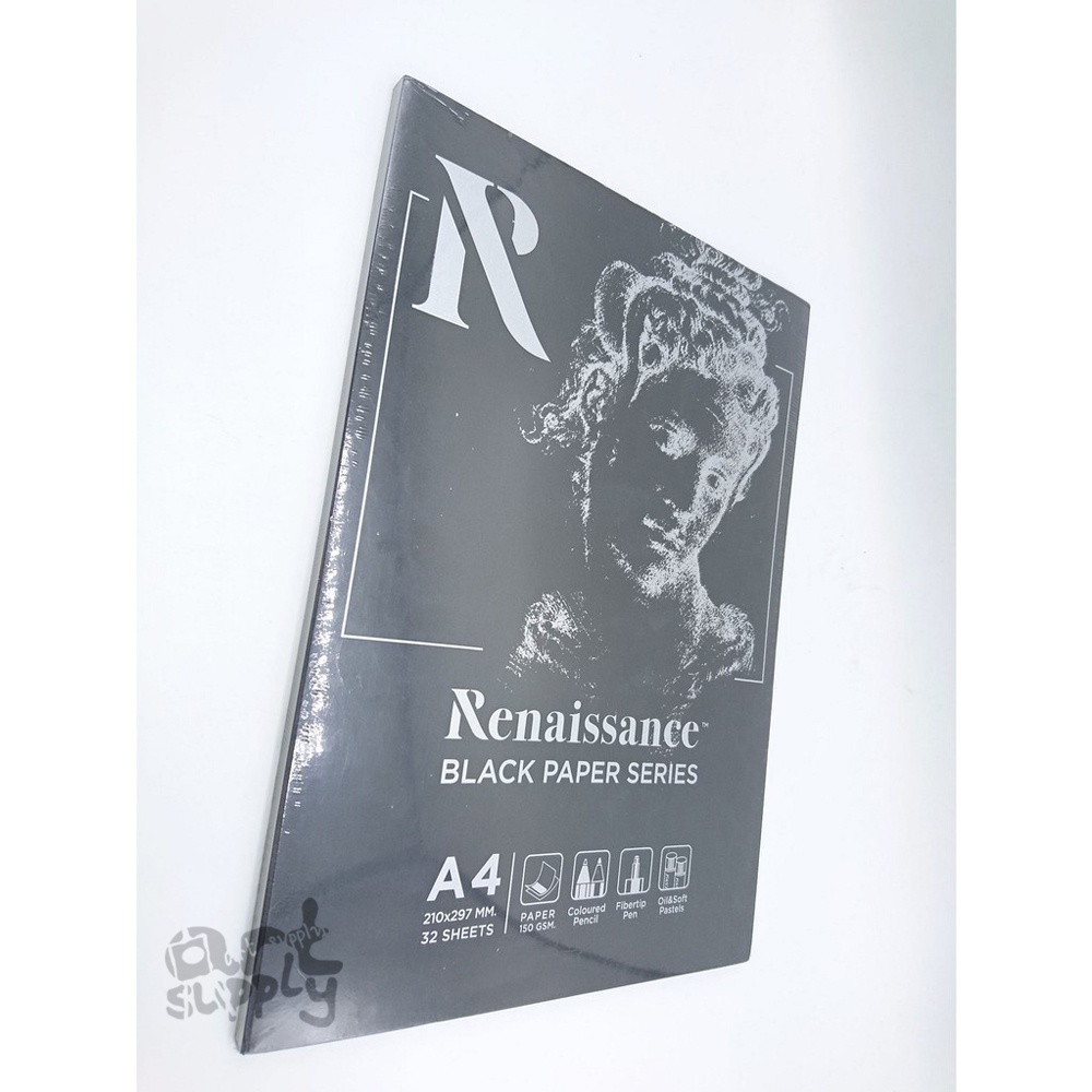 สมุดแพดกระดาษดำ-renaissance-ขนาด-a4-หนา-150-แกรม-32-แผ่น