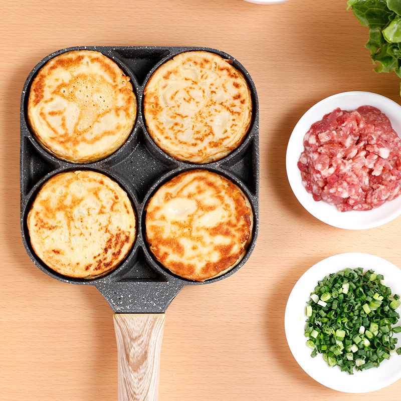 two-four-hole-frying-pan-thickened-non-stick-egg-burger-pan-household-steak-cooking-egg-ham-frying-pan-breakfast-uten