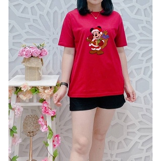 [S-5XL]ผ้าฝ้าย 100% เสื้อยืด พิมพ์ลาย MICKEY KADO CHRISTMAS เหมาะกับของขวัญ สําหรับผู้ชาย และผู้หญิง